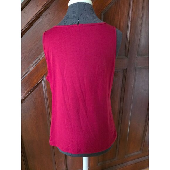 Talbots Womens 12P Sleeveless Red Ruffle Silk Blouse - Picture 8 of 10